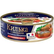 Килька балтийская неразд в том.соусе с овощами по-французски 230гр 1*24 Главпродукт 7383