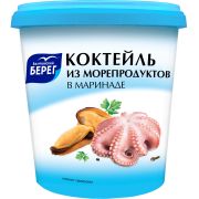 Коктейль из морепродуктов вареных в маринаде 390г 1*6 Пресервы ББ 133-26368