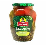 Ассорти овощное марин Огурцы,Томаты, кабачки молодые 680гр 1*8 Дядя Ваня