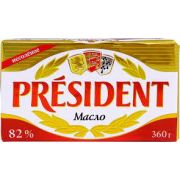 Масло кислосливочное несоленое Президент в/с 360г 82% 1*10