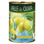 Оливки зеленые с лимоном Valle De Oliva 280гр ж/б 1*12 Золотая Долина