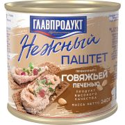 Паштет 240гр нежный с говяжьей печенью 1*20 Главпродукт 7177