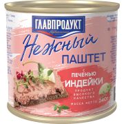 Паштет 240гр нежный с печенью индейки 1*20 Главпродукт 7178