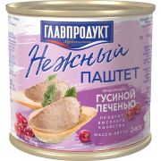 Паштет 240гр печеночный нежный с гусиной печенью 1*20 Главпродукт 7176