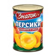 Персики половинки в сиропе 410г 1*24 (ж/б) Знаток ЗН187