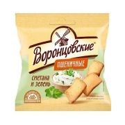 Воронцовские сухарики пшеничные со вкусом сметаны и зелени (слайсы) 80 гр. 1*22/592102