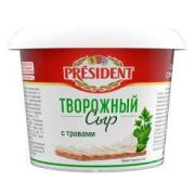 Сыр творожный с травами 54% 140г 1*8 President