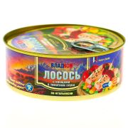 Лосось атлант/тихоок в т/с с овощами «По-итальянски» ТУ 240гр жб №3 ключ 1*18 Владкон