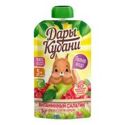 Пюре фруктовое из яблок,шиповника, клюквы, «витаминный салатик» 90мл 1*12 Дары Кубани для детей