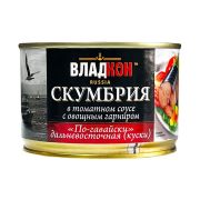 Скумбрия атлант/тихоок в т/с с овощами «По-гавайски» ТУ 250гр жб №6 ключ 1*24 Владкон